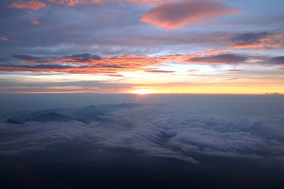 white clouds during sunrise, sea of clouds during golden hour HD wallpaper