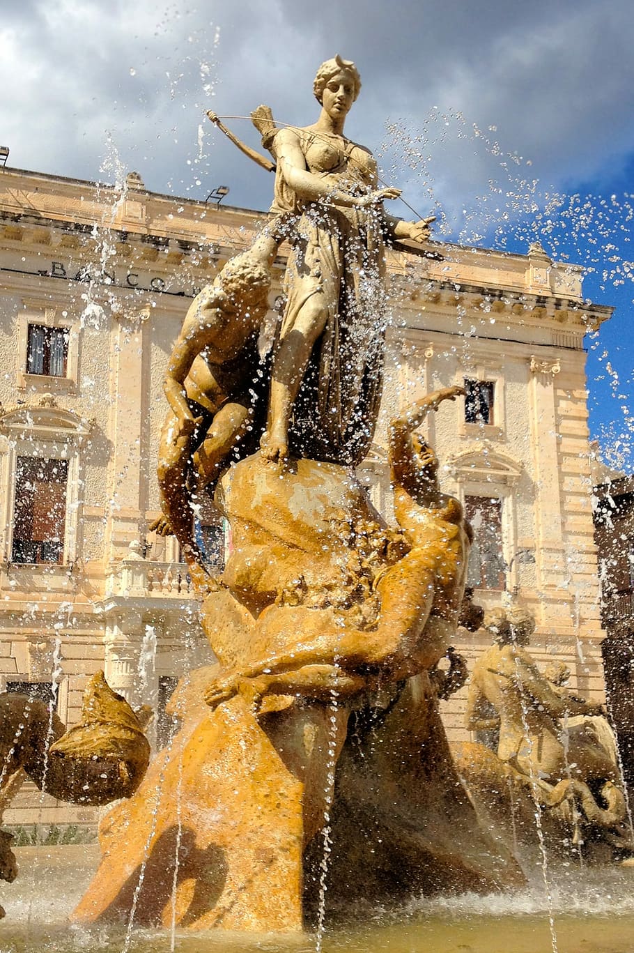 Fontana, Ortigia, Architecture, Fountain, syracuse, statue, HD wallpaper