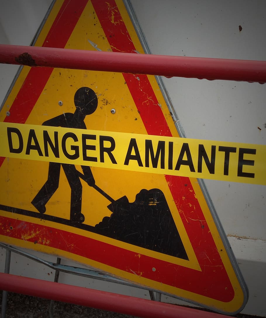 asbestos hazard, panel, work, communication, text, sign, western script HD wallpaper