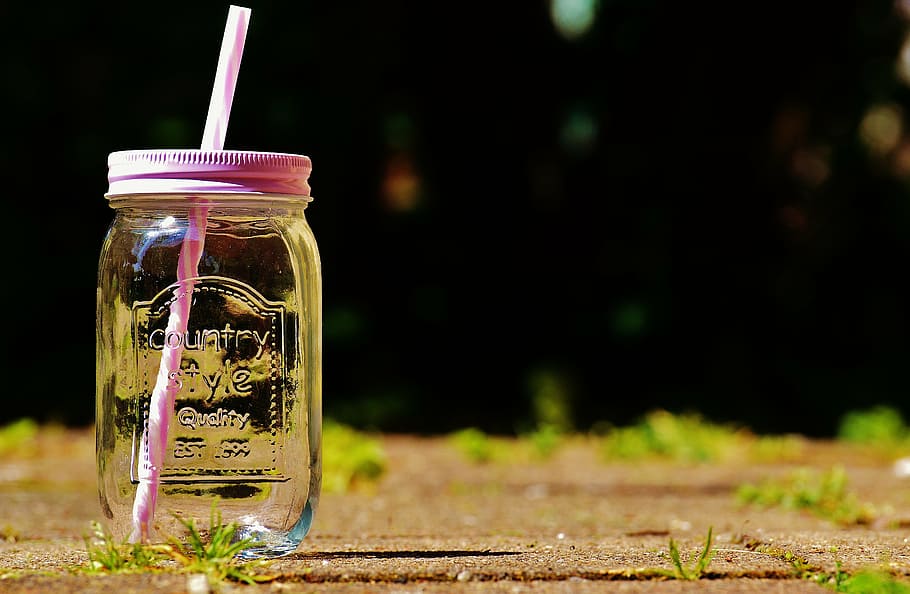 trinkglas summer, color, straw, points, lid, country style HD wallpaper