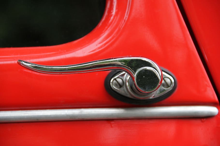 citroen, 1938, model, old, red, car, handle, metal, close-up HD wallpaper
