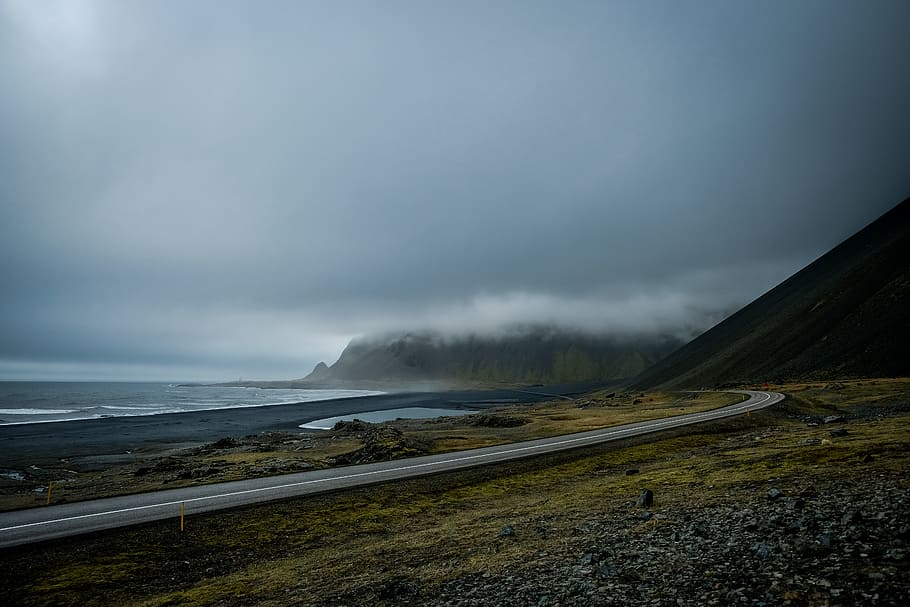 landscape photography of asphalt road near mountains, Convergence of Land, HD wallpaper