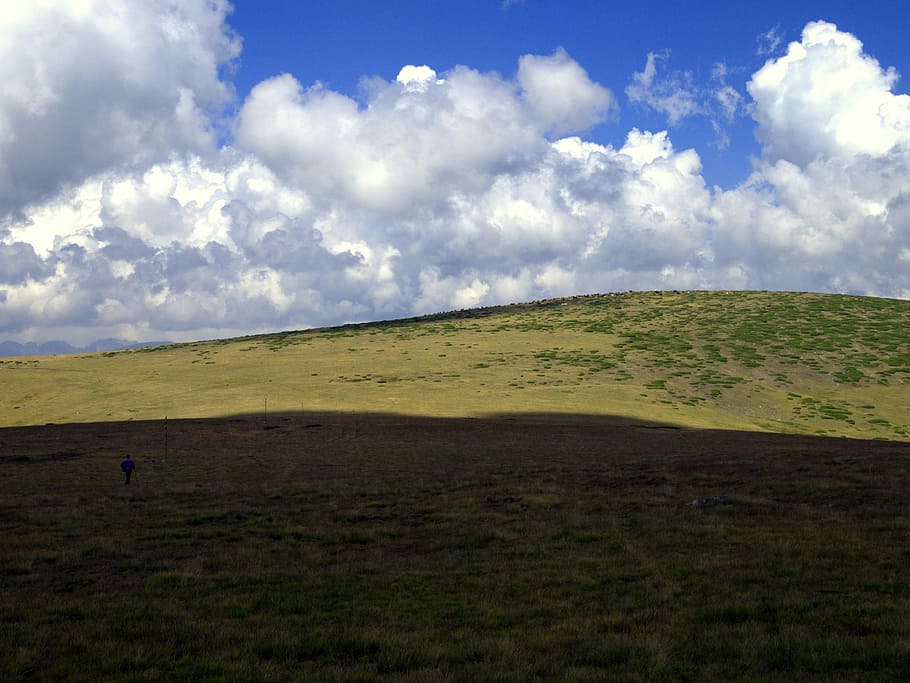 Bulgaria, Mountains, Rila, Clouds, shadow, man, country, landscape HD wallpaper