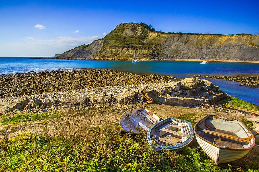 chapman's pool, coast, bay, water, sea, sky, land, beach, nature HD wallpaper