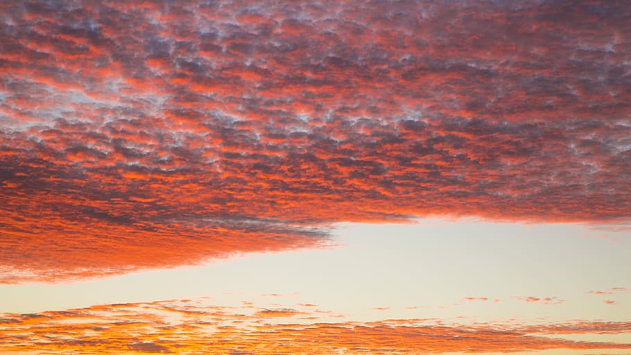 Burning, Clouds, Sunset, Twilight, burning clouds, nature, reflection HD wallpaper