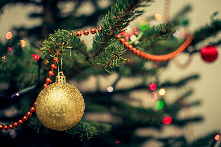 ball, blur, bokeh, celebration, christmas, close-up, decoration