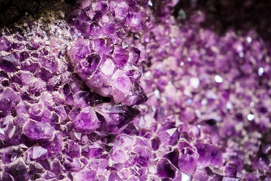 purple petaled flower, minerals, stone, rock, amethyst, no people, HD wallpaper