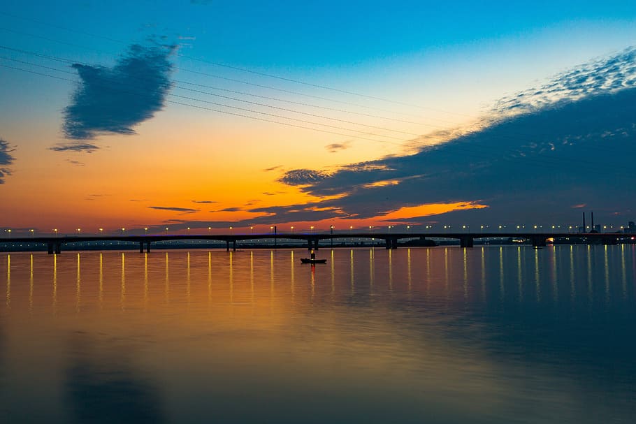 night, night view, building, sunset, sky, water, scenics - nature HD wallpaper