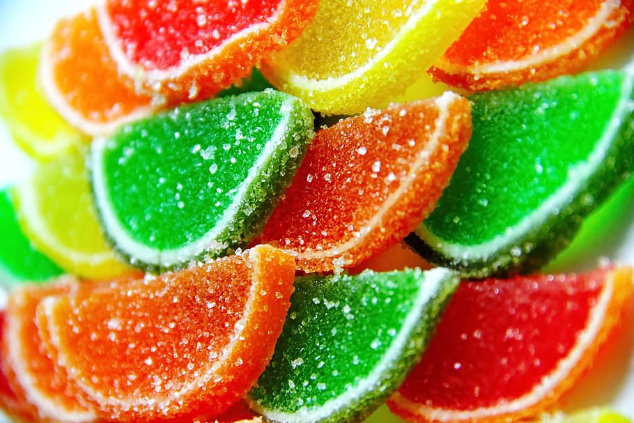 sugar-sprinkled candies, jelly, marmalade, sweet, candy, tasty, HD wallpaper