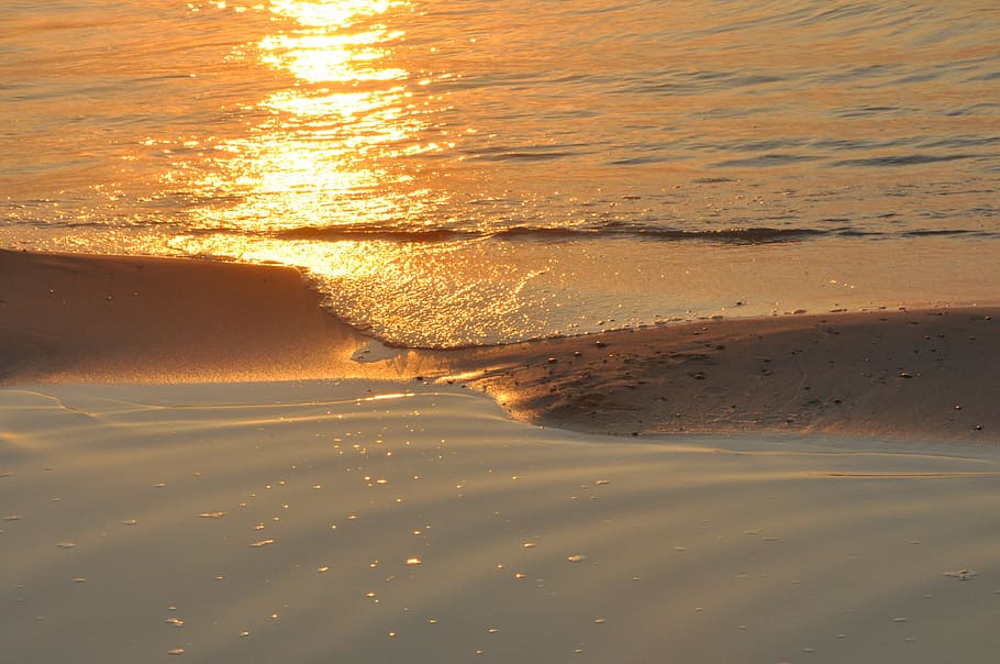sunset, sea, wave, evening, the baltic sea, water, beach, motion HD wallpaper
