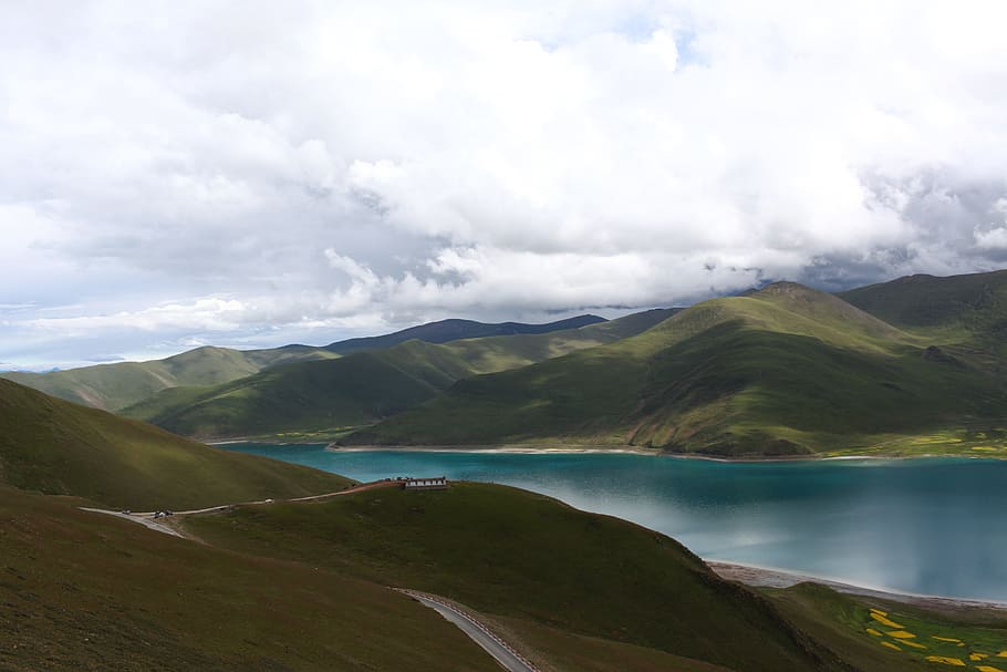 lake, tibet, mountain, cloud - sky, scenics - nature, water HD wallpaper