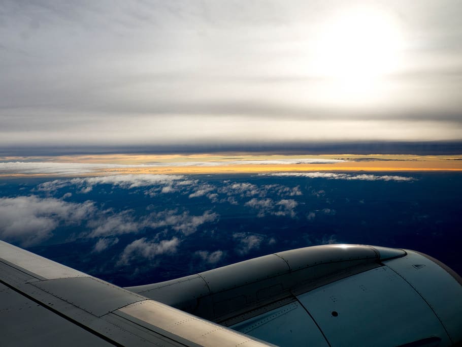 plane, air canada, clouds, sunrise, wing, airplane, air vehicle HD wallpaper
