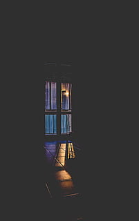 window during golden hour in dark room, untitled, door, lights HD wallpaper