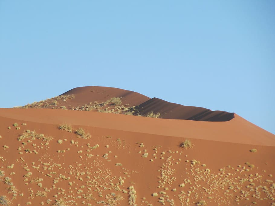 dune, desert, sand, sky, landscape, namib, blue, clear sky