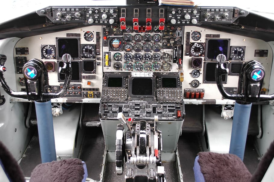 cockpit, airplane, controls, gauges, aircraft, aviation, technology HD wallpaper