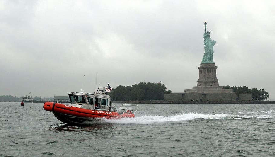 Response, Boat, Crew, Water, Fast, response boat, statue of liberty