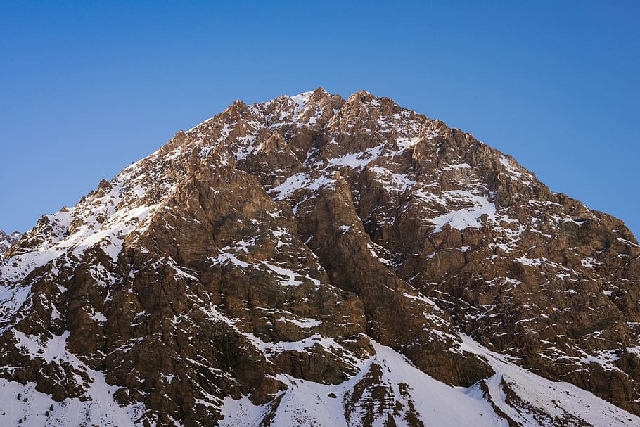 mountain, summit, peak, sky, top, view, high, mountain top HD wallpaper