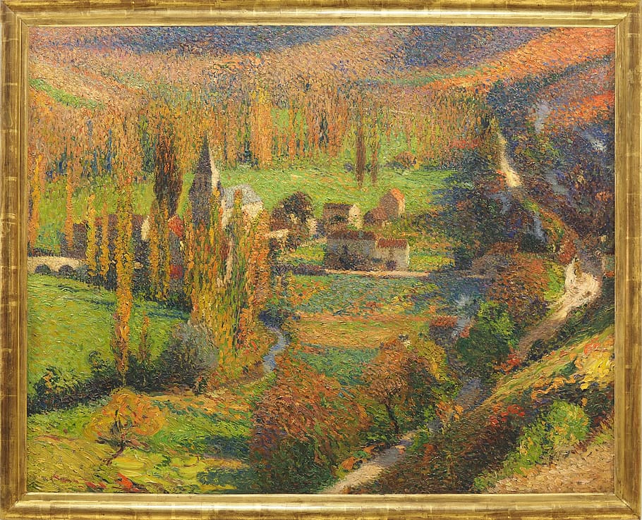 museum, table, painting, tree, plant, autumn, landscape, scenics - nature HD wallpaper