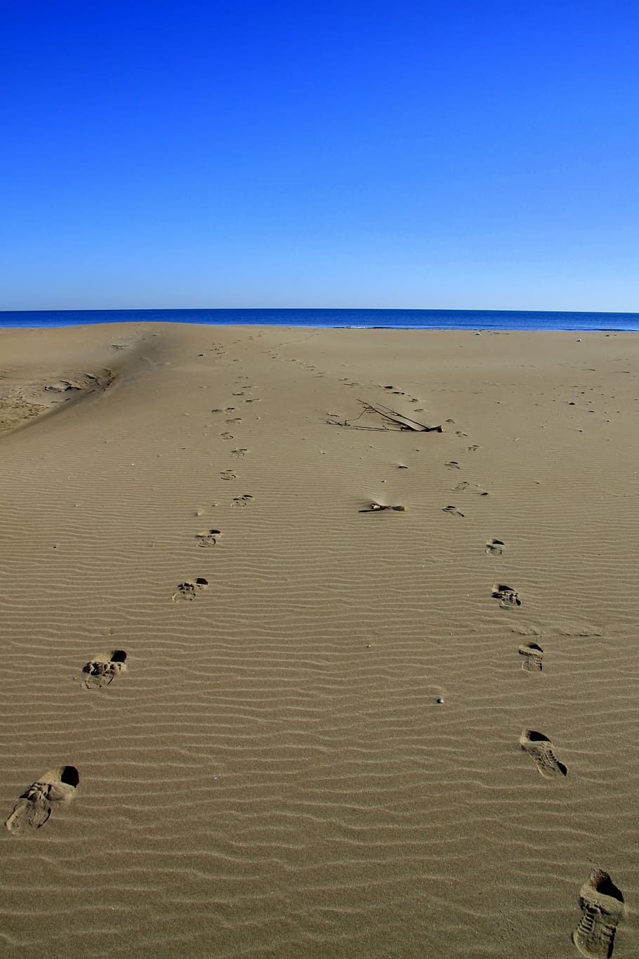 footprints, sand, sea, sky, beach, nature, outdoor, travel HD wallpaper