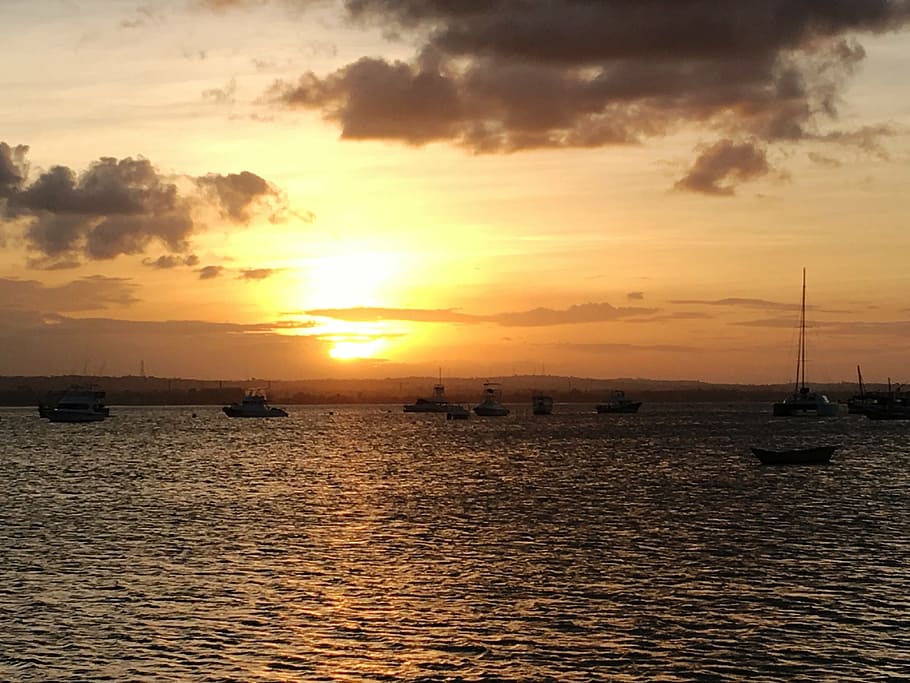 sunset, sunrise, ocean, evening, morning, sea, dar es salaam HD wallpaper