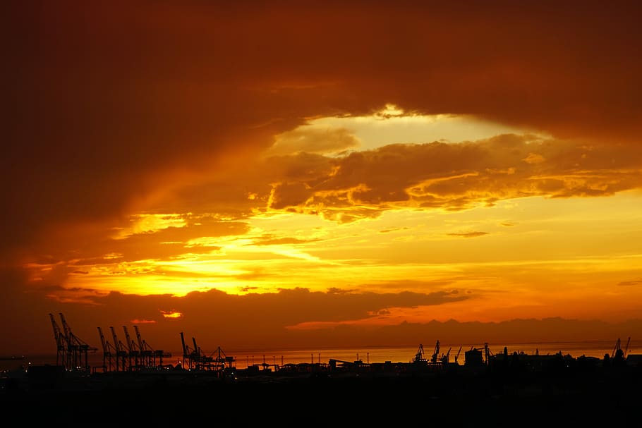 Sunset, Sea, abendstimmung, sunset sea, dramatic sky, silhouette HD wallpaper