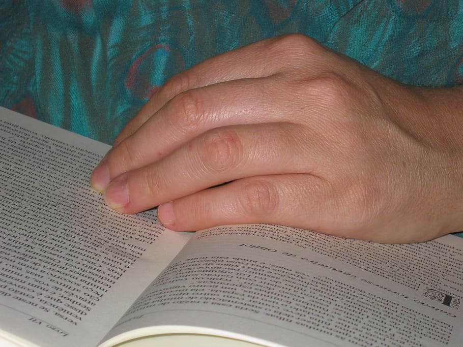 read, reading, book, hand, fingers, letters, learn, study, human hand HD wallpaper