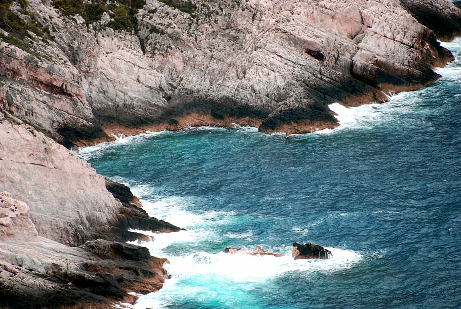 wave, rocks, holidays, summer, island, zakynthos, greece, landscape