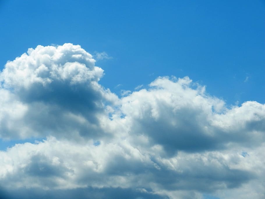 sky, clouds, blue, cloud cover, nature, white, the height of the HD wallpaper