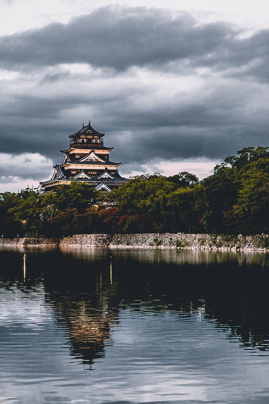 brown pagoda temple near trees and body of water, architecture HD wallpaper