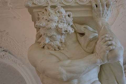 Statue, Column, Castle, Vienna, belvedere, atlas, imposing HD wallpaper