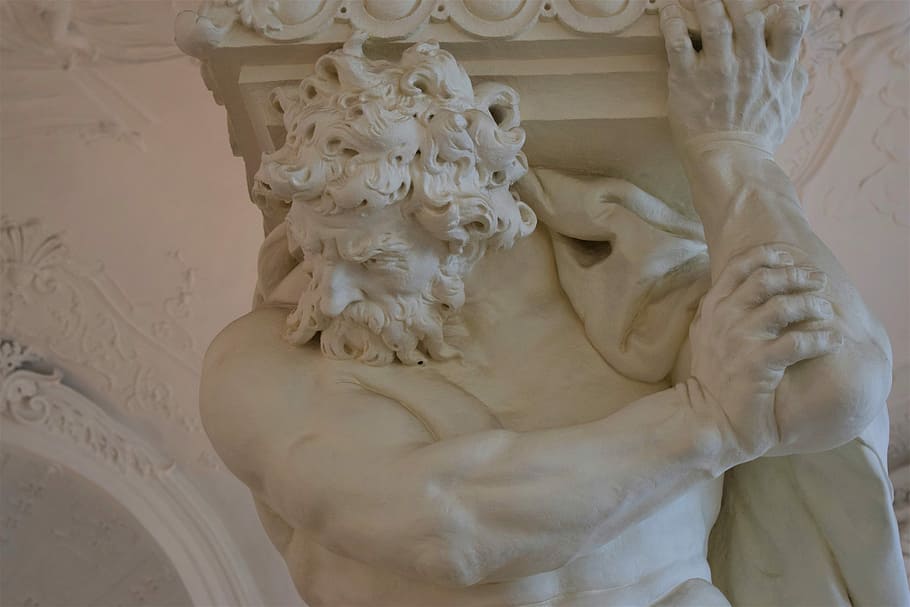 Statue, Column, Castle, Vienna, belvedere, atlas, imposing HD wallpaper