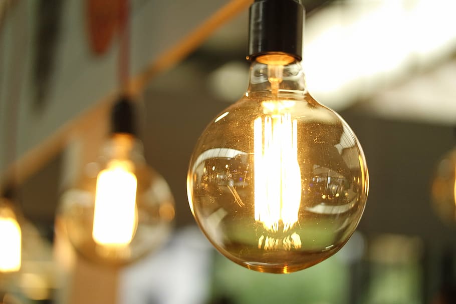 photo of LED light bulb, brown, lights, light bulbs, decor, fixtures, HD wallpaper