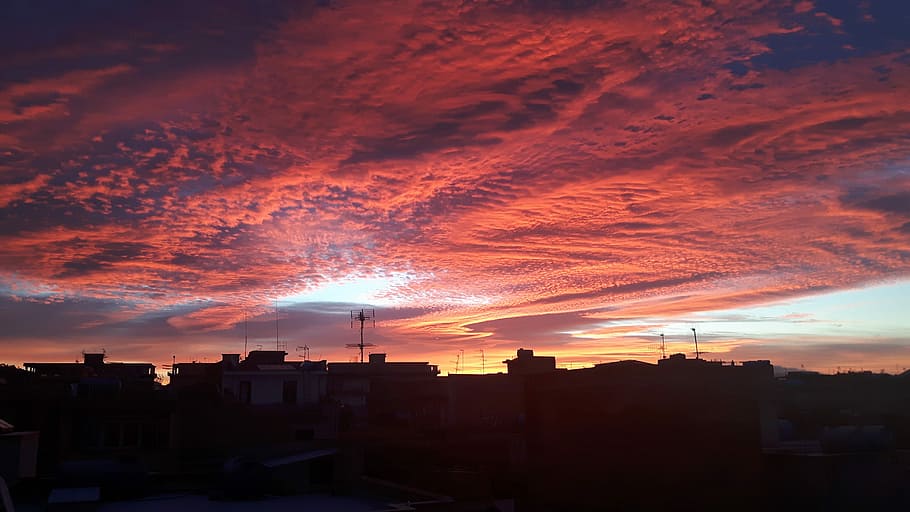 sunset, sky, nature, landscape, architecture, building exterior HD wallpaper