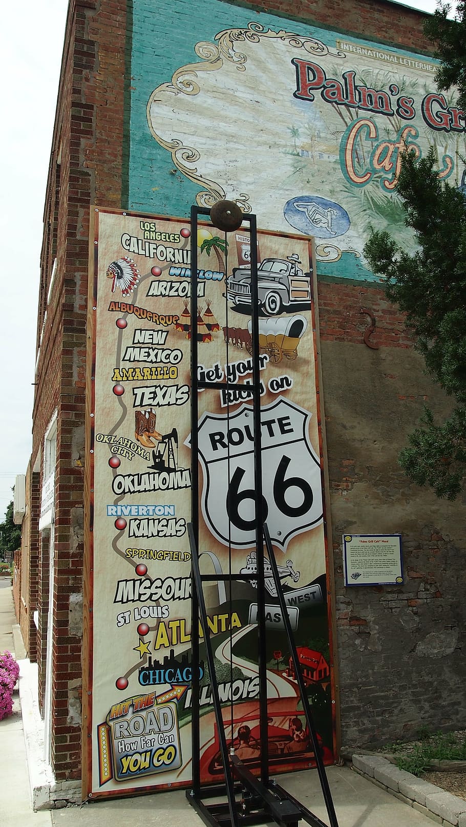 route 66, illinois, old, decay, vintage, wall painting, communication HD wallpaper