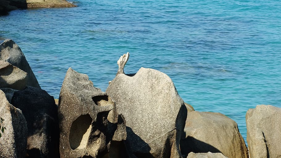 stones, rocks, ocean, water, sea, solid, no people, rock - object HD wallpaper