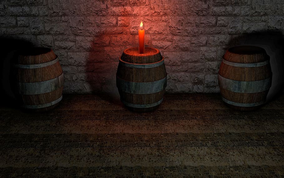 keller, barrel, candle, barrels, cellar, wine barrels, wooden barrels HD wallpaper