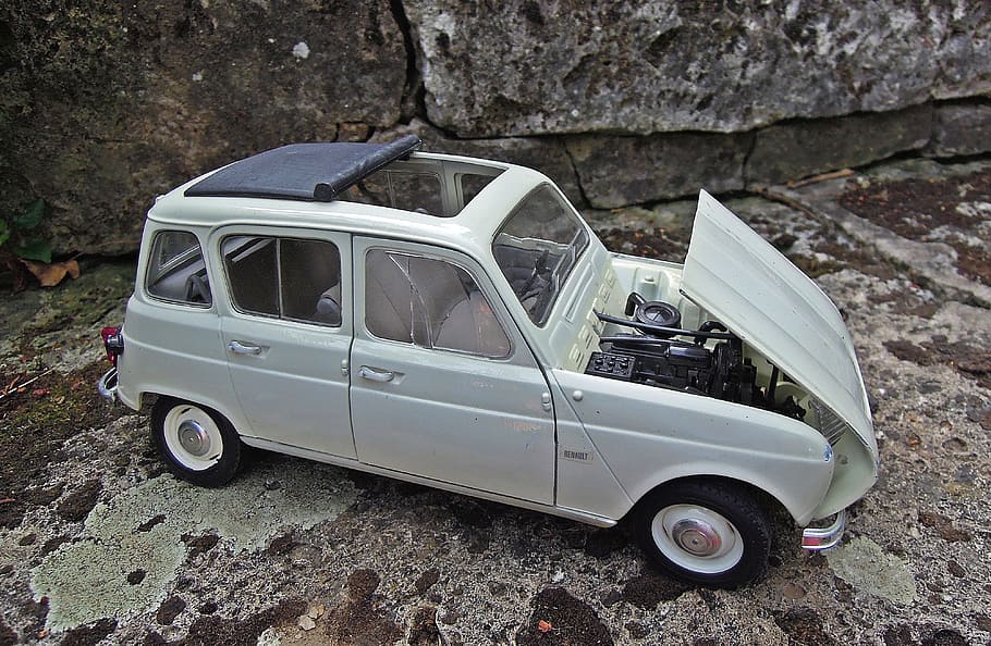 renault, r4, model, miniature, car, retro, mode of transportation HD wallpaper