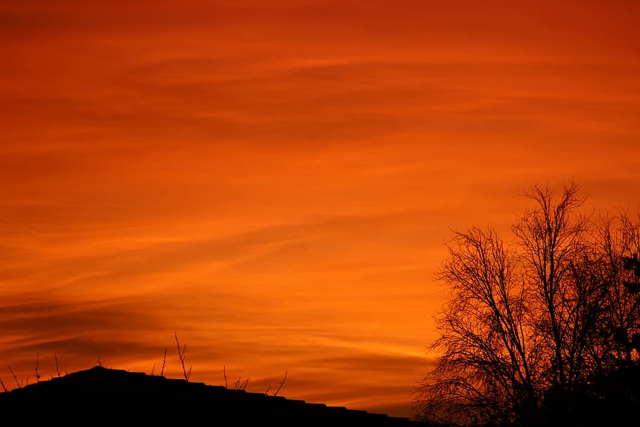 Sunset, Evening, Sun, Clouds, sky, nature, dusk, orange Color HD wallpaper