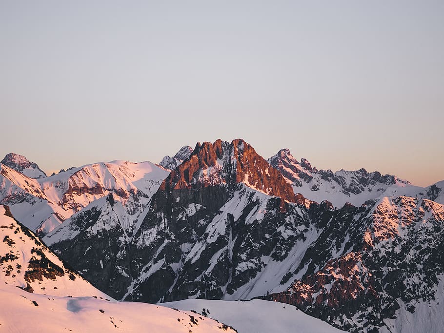 view of snow capped mountain, photo of mountain covered by snow HD wallpaper