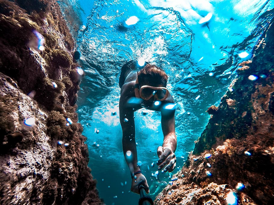 exploring new places, person diving inside water, dive, snorkeling