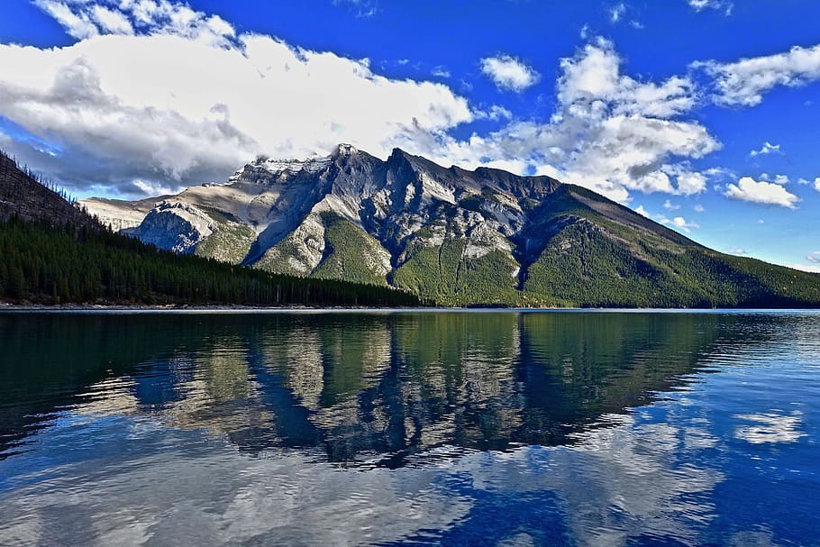 calm body of water near mountains during daytime, reflection HD wallpaper