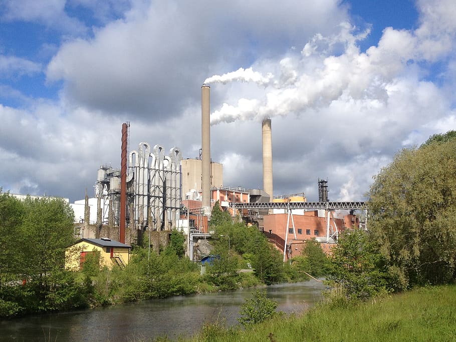 factory, smoke, pulp, chimney, industry, pollution, power Station HD wallpaper