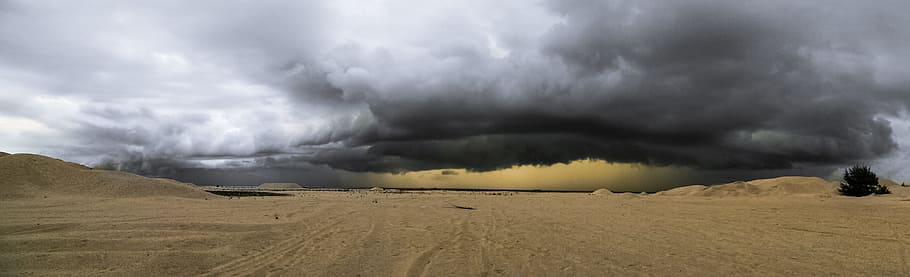 nature, sand, clouds, desert, dark clouds, environment, idyllic HD wallpaper