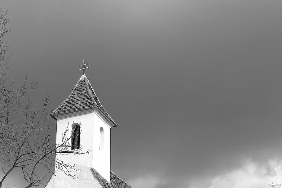 steeple, sky, clouds, cross, architecture, religion, belief HD wallpaper