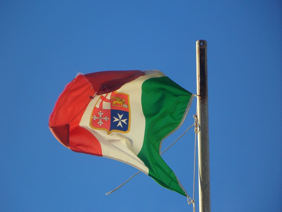 Flag, Blow, Sky, Blue, Blue Sky, Italian, italy, italian flag HD wallpaper