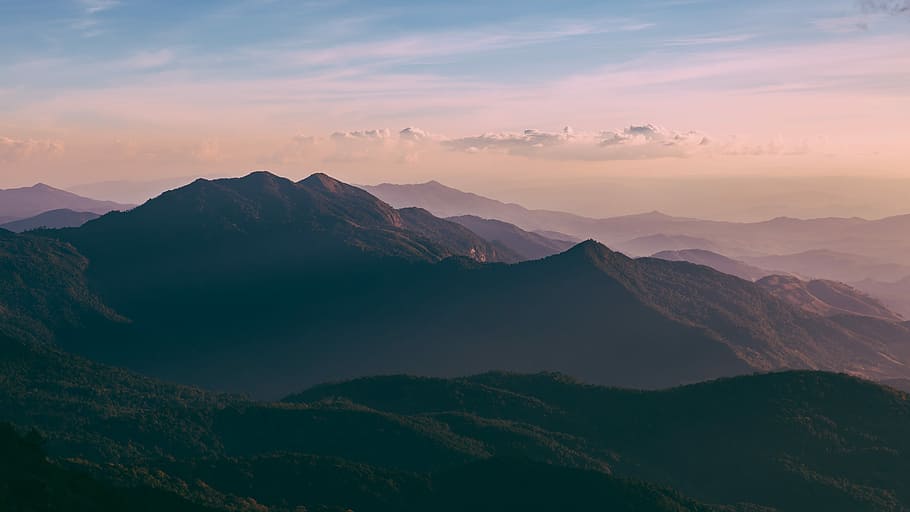 green and brown mountain landscape photo, mountain during dawn HD wallpaper