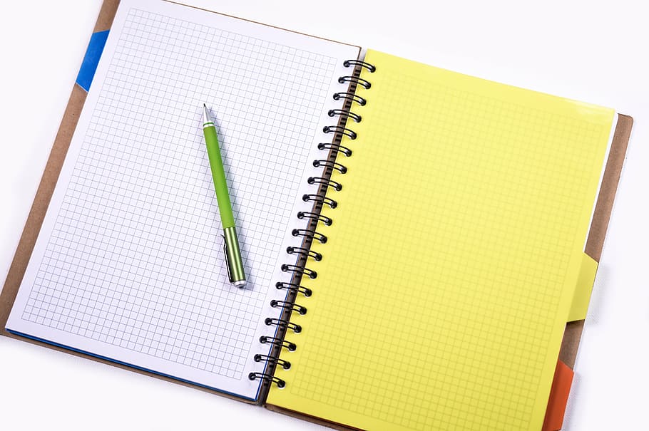 green ballpoint pen on graphing paper, notebook, pencil, education HD wallpaper