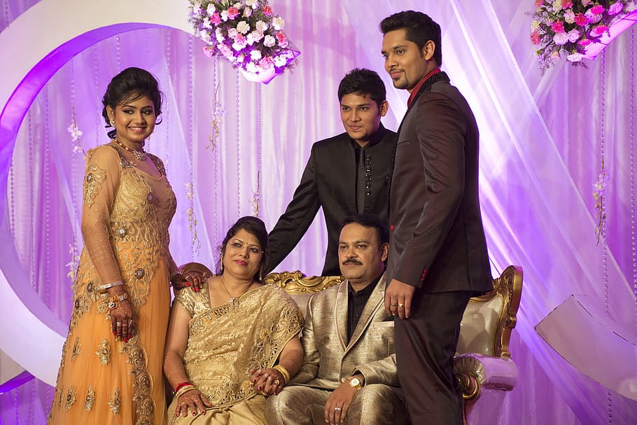 wedding, india, family, together, parents, children, celebration, HD wallpaper