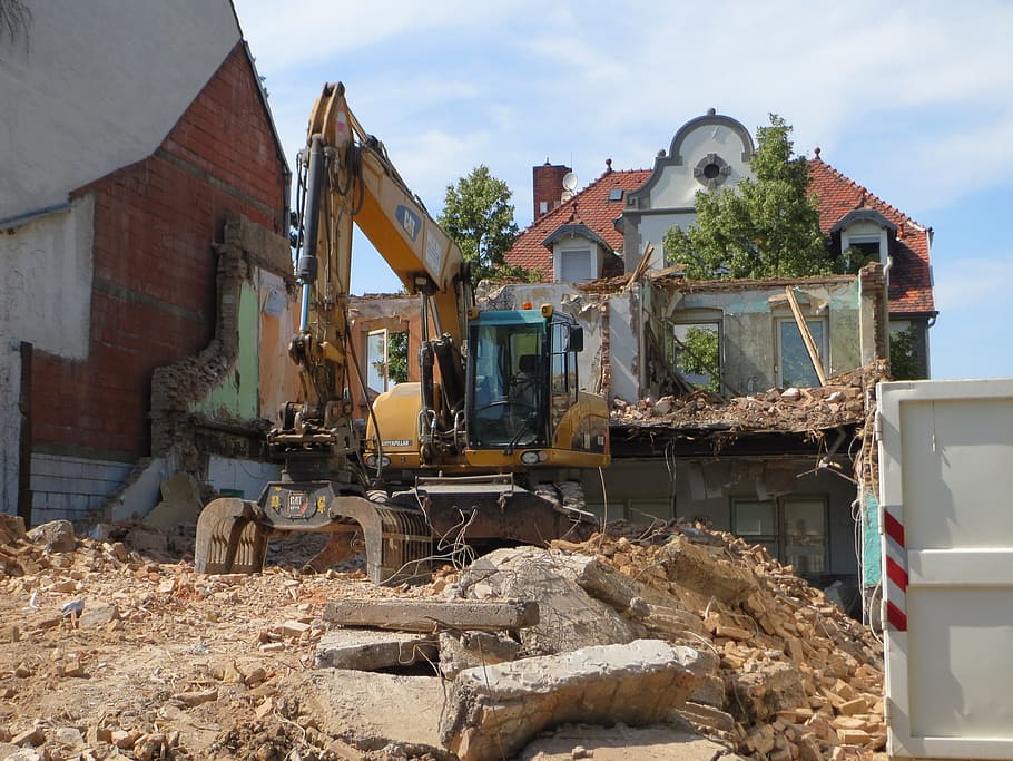alte stadtschaenke, hockenheim, demolition, excavator, destruction, HD wallpaper