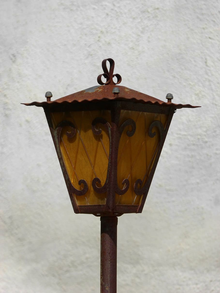 lantern, old, rusty, street, metal, no people, wall - building feature HD wallpaper